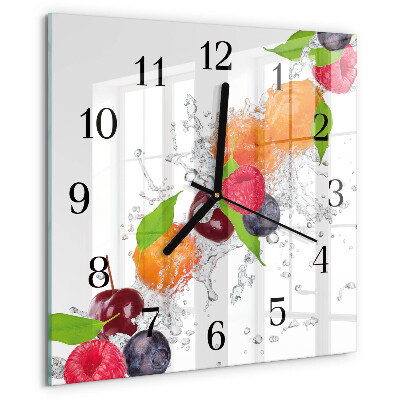 Vierkante glazen wandklok Fruit