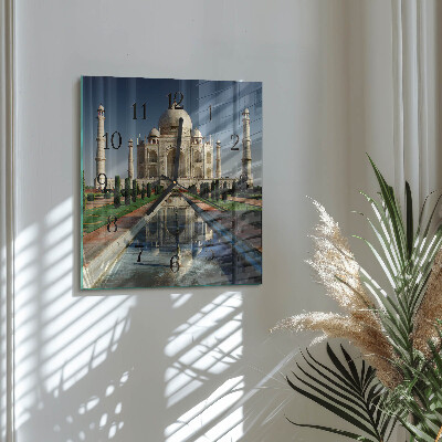 Vierkante glazen wandklok Taj Mahal