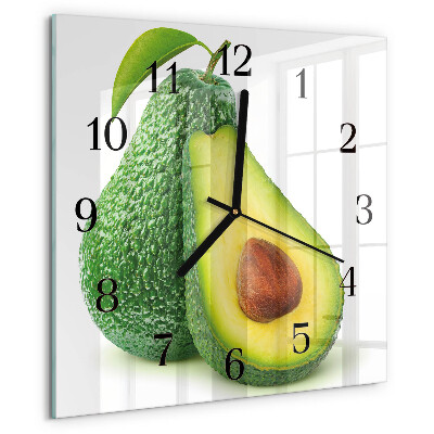 Vierkante glazen wandklok Avocado
