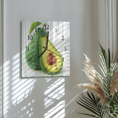 Vierkante glazen wandklok Avocado
