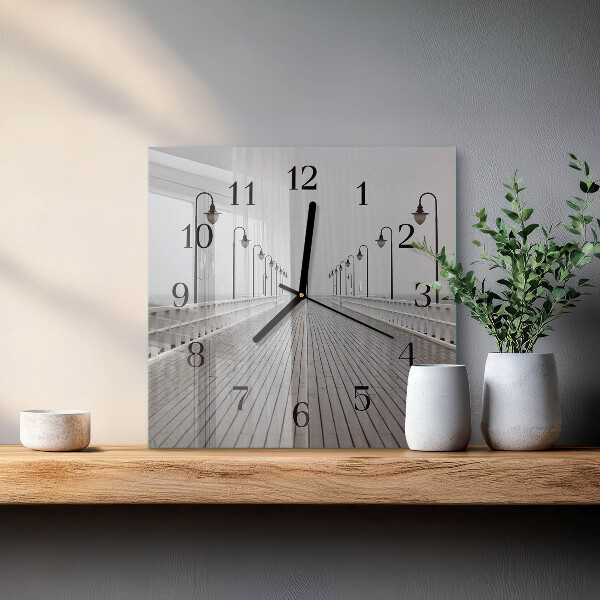 Vierkante glazen wandklok Pier