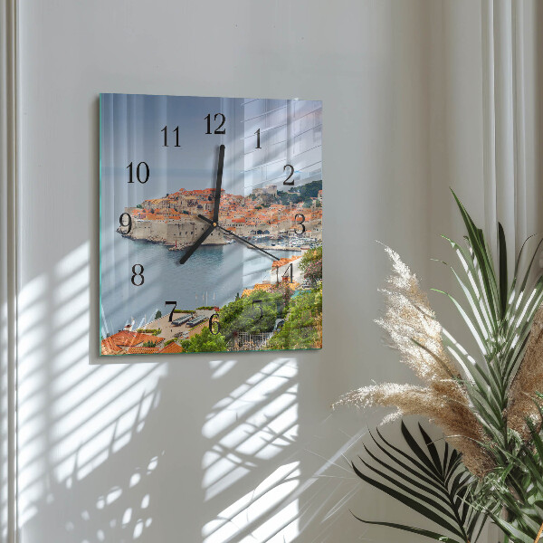Vierkante glazen wandklok Natuurpad