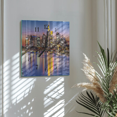 Vierkante glazen wandklok Horizon