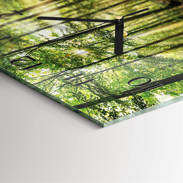 Vierkante glazen wandklok Bosnatuur