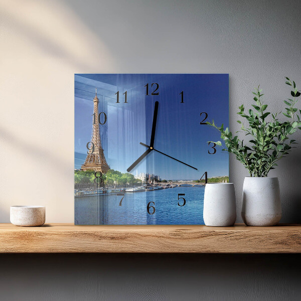 Vierkante glazen wandklok De hemel van Parijs