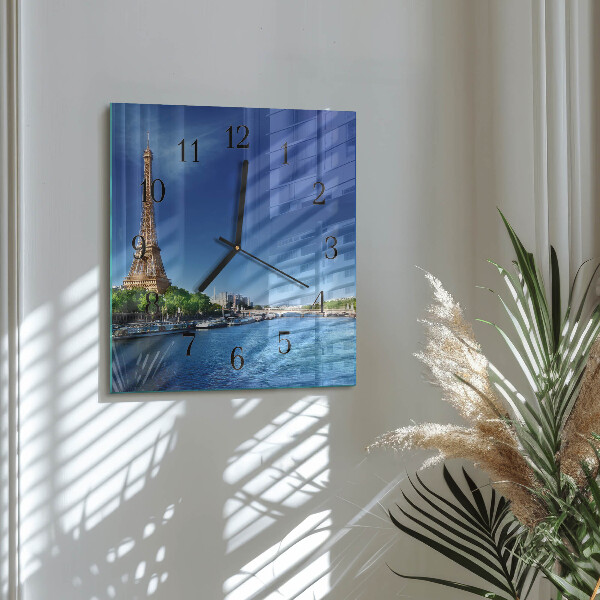 Vierkante glazen wandklok De hemel van Parijs