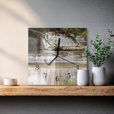 Vierkante glazen wandklok Cascade