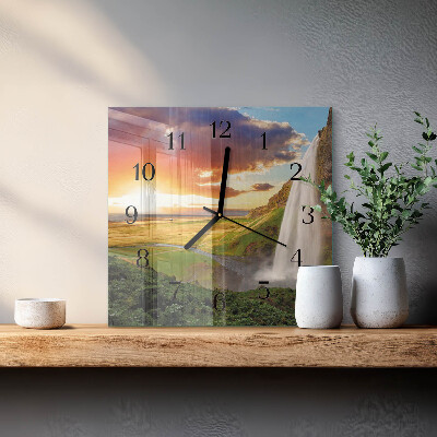 Vierkante glazen wandklok Waterval