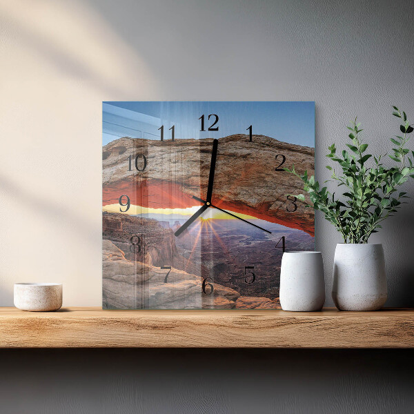 Vierkante glazen wandklok Grand Canyon