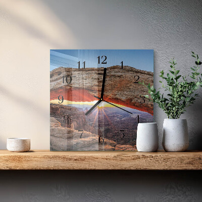 Vierkante glazen wandklok Grand Canyon