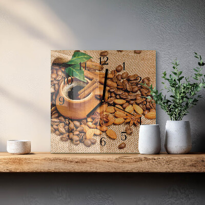 Vierkante glazen wandklok Kaneelamandelen