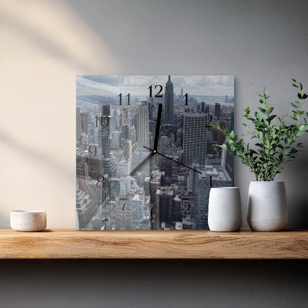 Vierkante glazen wandklok Horizon