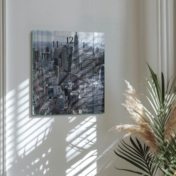Vierkante glazen wandklok Horizon