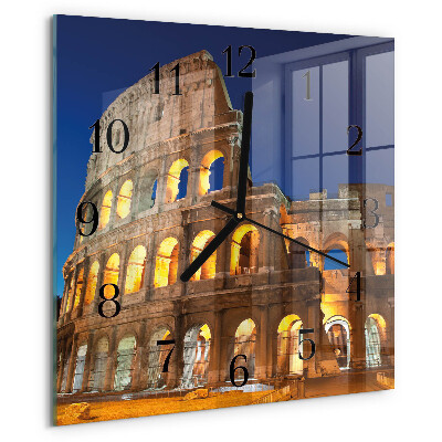 Vierkante glazen wandklok Colosseum