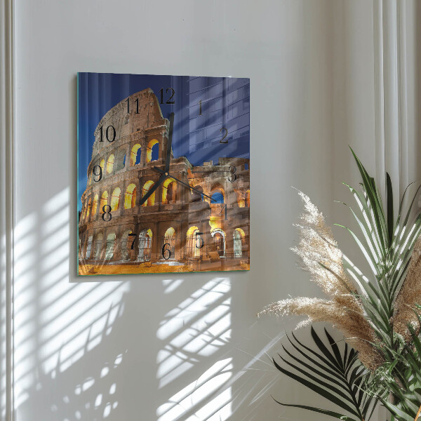 Vierkante glazen wandklok Colosseum