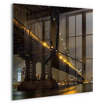 Vierkante glazen wandklok Nacht van de Brug