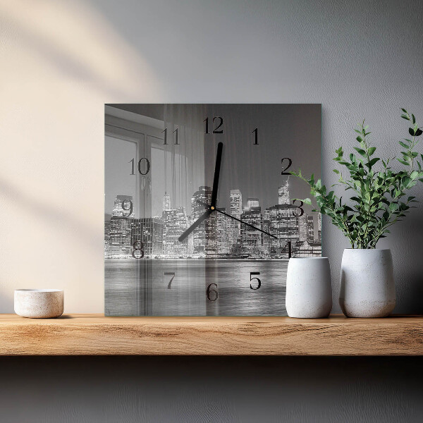 Vierkante glazen wandklok Horizon