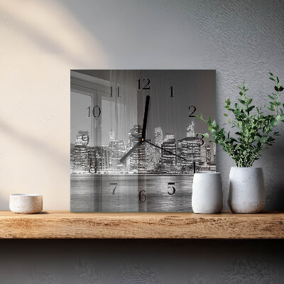 Vierkante glazen wandklok Horizon