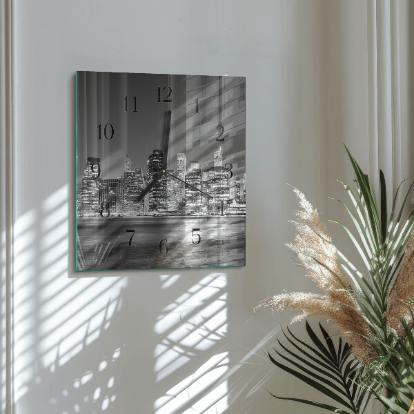 Vierkante glazen wandklok Horizon