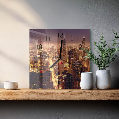Vierkante glazen wandklok Horizon