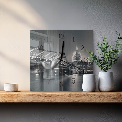 Vierkante glazen wandklok Horizon