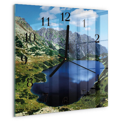 Vierkante glazen wandklok Morskie Oko