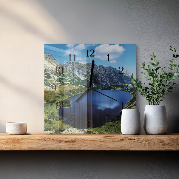 Vierkante glazen wandklok Morskie Oko