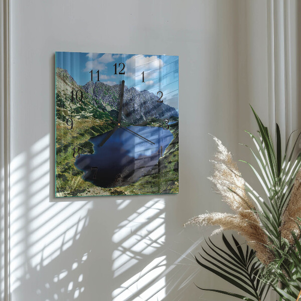 Vierkante glazen wandklok Morskie Oko