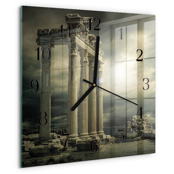 Vierkante glazen wandklok Acropolis