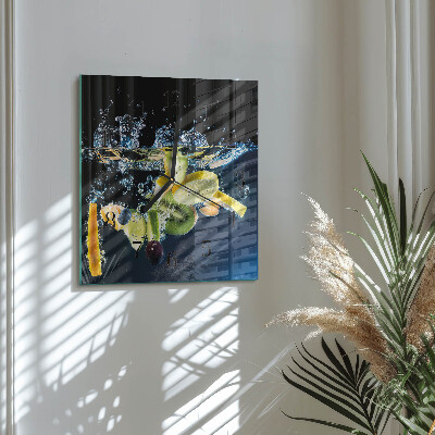 Vierkante glazen wandklok Fruit