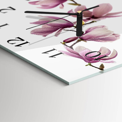 Vierkante glazen wandklok Magnolia