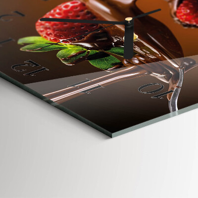 Vierkante glazen wandklok Chocoladeaardbeien