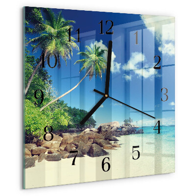 Vierkante glazen wandklok Palm Beach