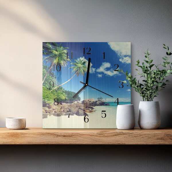 Vierkante glazen wandklok Palm Beach