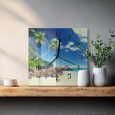Vierkante glazen wandklok Palm Beach