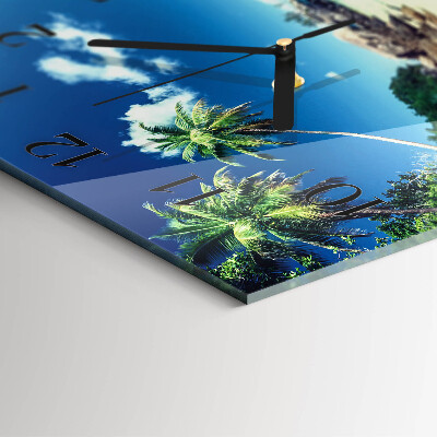Vierkante glazen wandklok Palm Beach