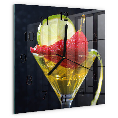 Vierkante glazen wandklok Cocktail