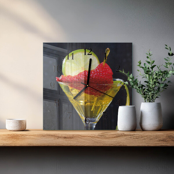 Vierkante glazen wandklok Cocktail