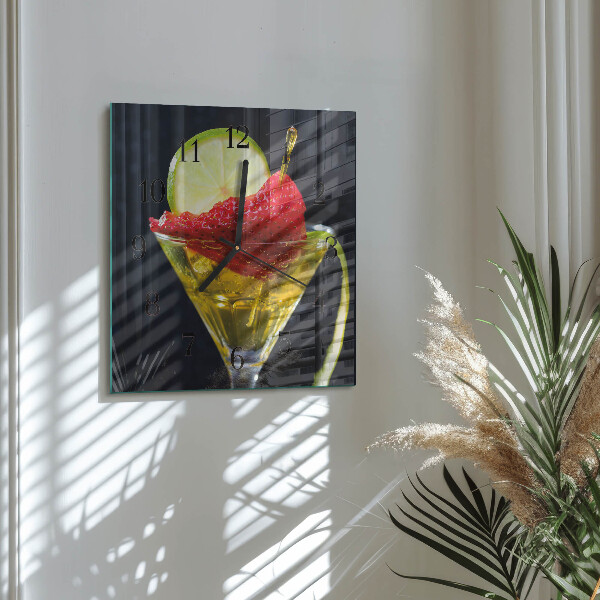 Vierkante glazen wandklok Cocktail