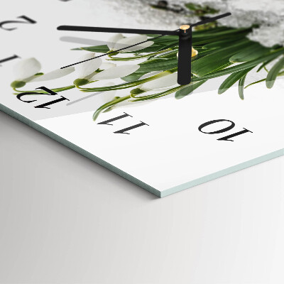 Vierkante glazen wandklok Sneeuwklokje