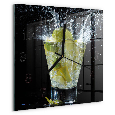 Vierkante glazen wandklok Cocktail