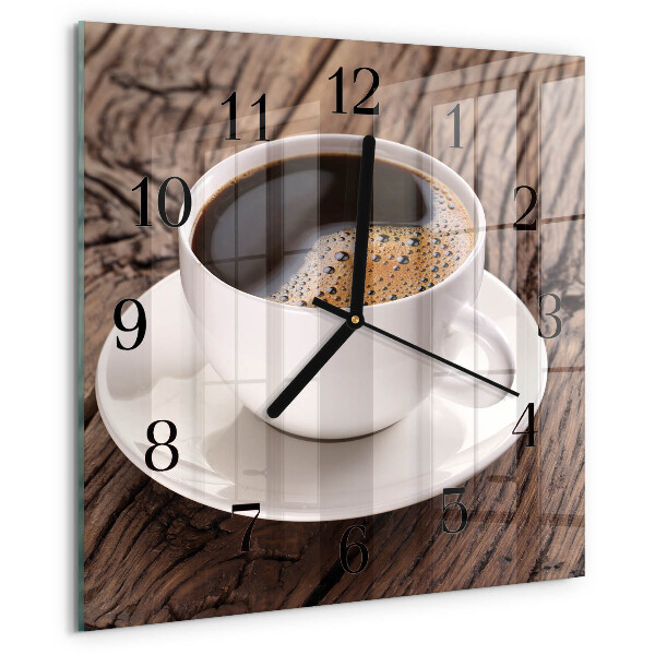 Vierkante glazen wandklok Koffie