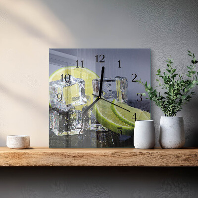 Vierkante glazen wandklok Citrusvruchten
