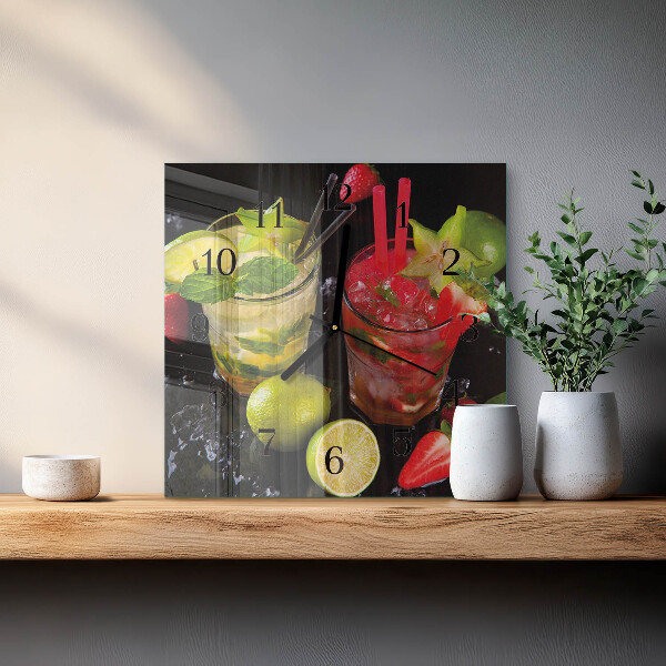 Vierkante glazen wandklok Cocktail