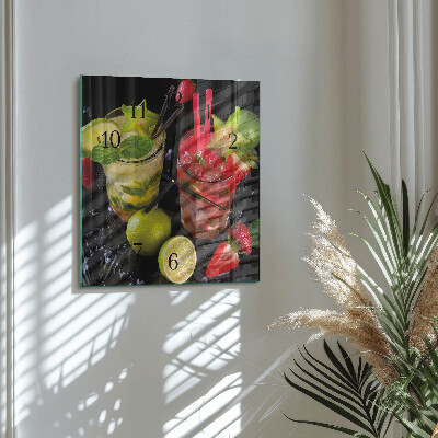 Vierkante glazen wandklok Cocktail