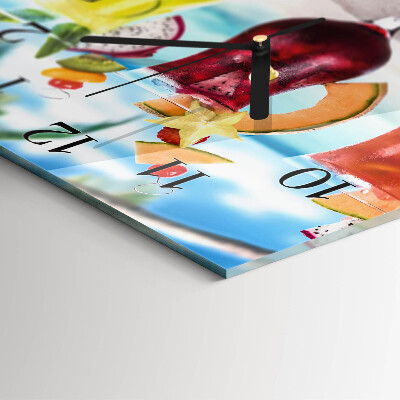 Vierkante glazen wandklok Cocktail