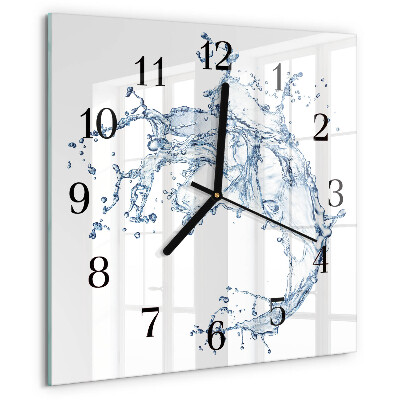 Vierkante glazen wandklok Water