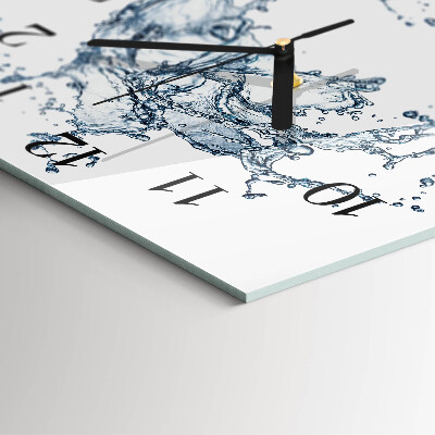 Vierkante glazen wandklok Water
