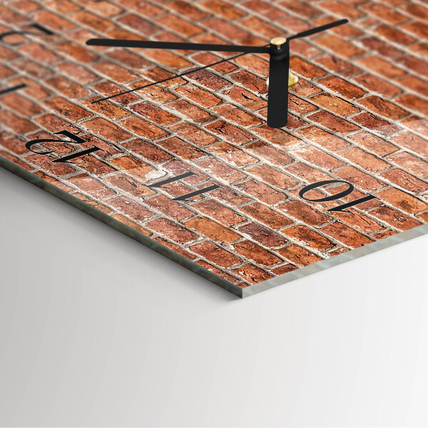 Vierkante glazen wandklok Baksteen