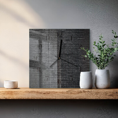 Vierkante glazen wandklok Klinker